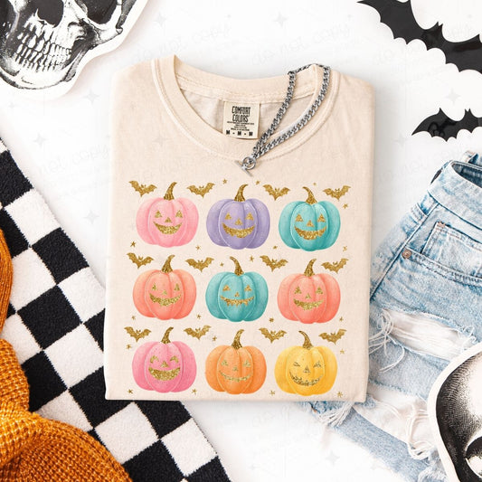 PASTEL JACK O LANTERNS - FAUX GLITTER