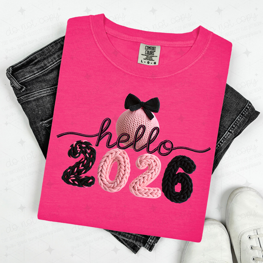 COQUETTE PINK AND BLACK HELLO 2026 - FAUX YARN