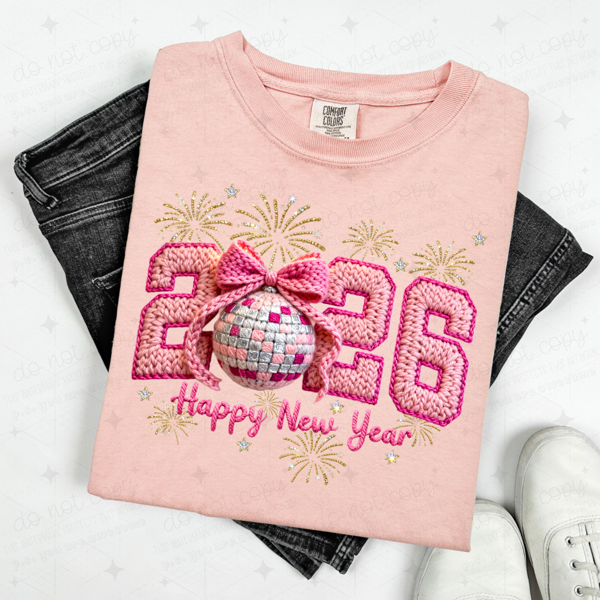 COQUETTE HAPPY NEW YEAR WITH FIREWORKS - FAUX YARN