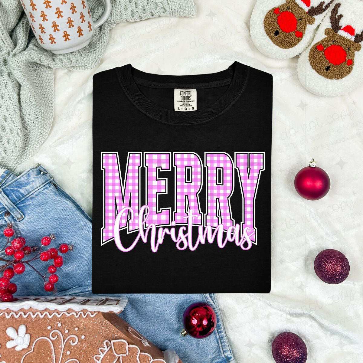 PURPLE CHECKERED MERRY CHRISTMAS