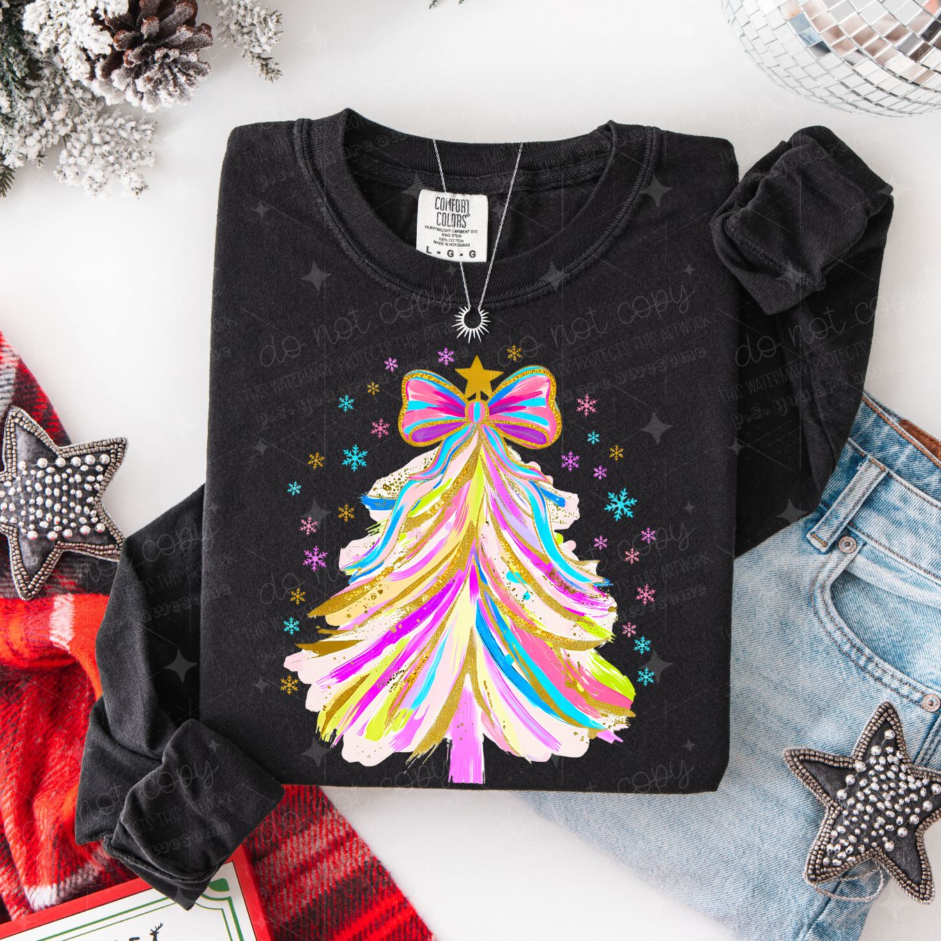 COQUETTE BRIGHT BRUSHSTROKE TREE - FAUX GLITTER