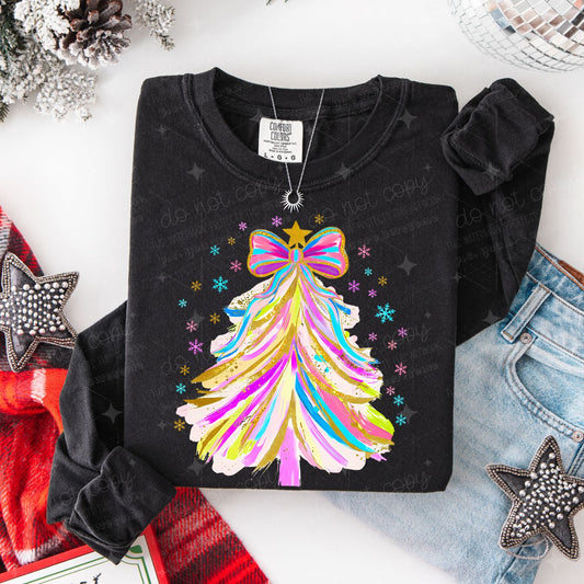 COQUETTE BRIGHT BRUSHSTROKE TREE - FAUX GLITTER