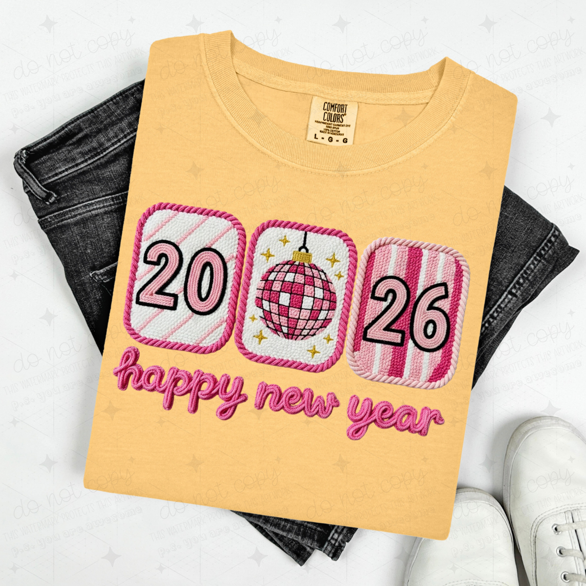 2026 HAPPY NEW YEAR FRAMED - FAUX YARN