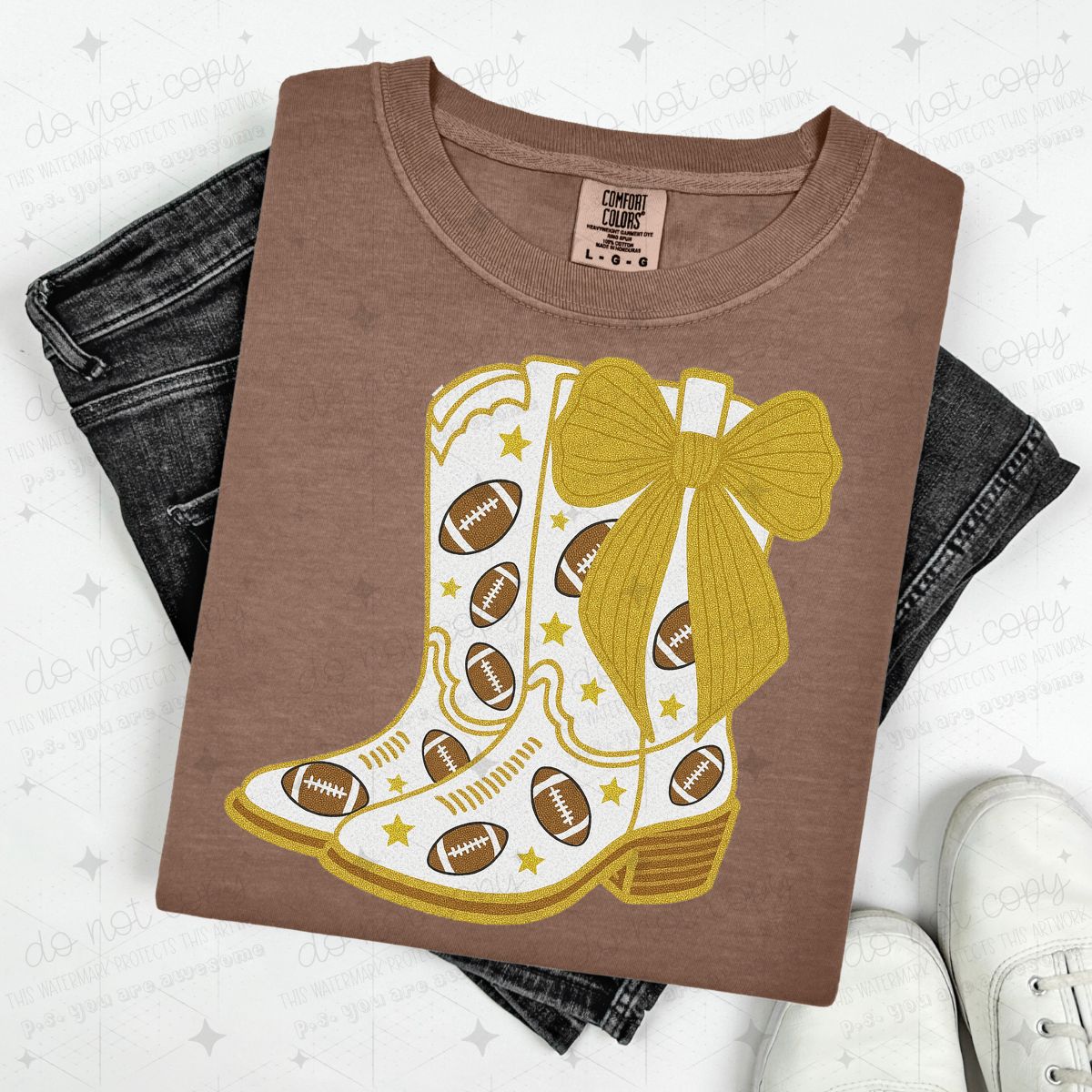 COQUETTE FOOTBALL BOOTS - GOLD W/FAUX GLITTER
