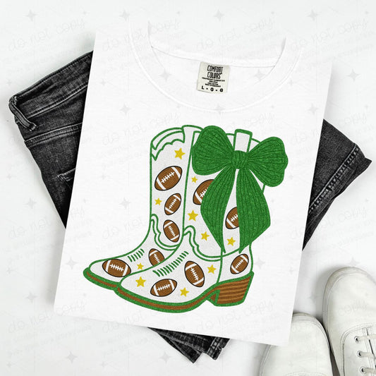 COQUETTE FOOTBALL BOOTS - GREEN W/FAUX GLITTER