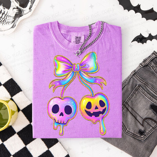 COQUETTE IRIDESCENT SKULL & JACK O LANTERN