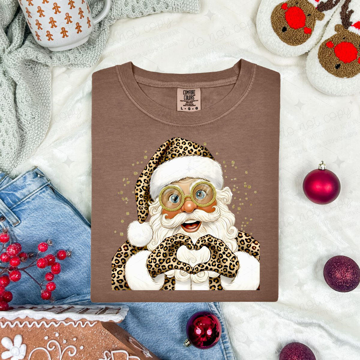 ANIMAL PRINT HAND HEART SANTA