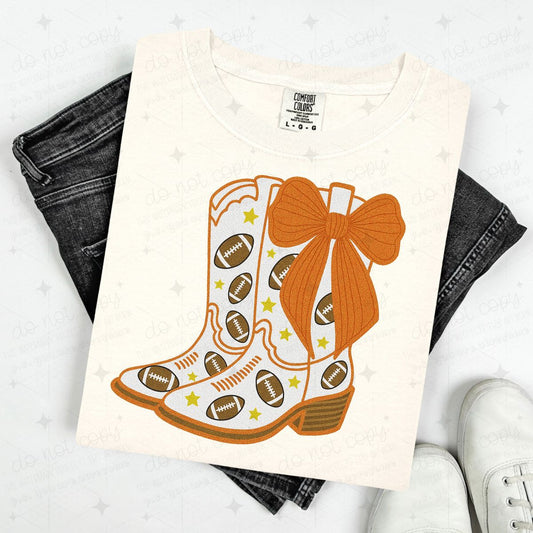 COQUETTE FOOTBALL BOOTS - ORANGE W/FAUX GLITTER