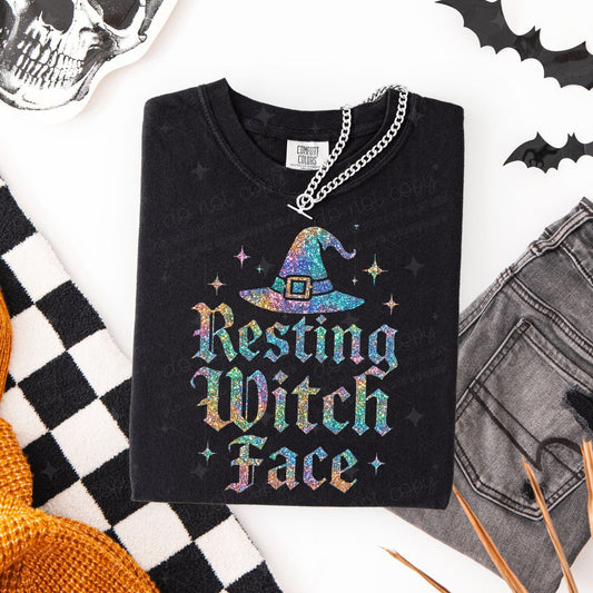 RESTING WITCH FACE - FAUX GLITTER
