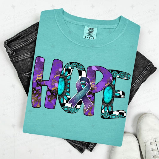 HOPE - PURPLE GOLD AND TURQUOISE LETTERS