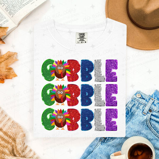 GOBBLE GOBBLE GOBBLE - FAUX GLITTER