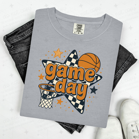GAME DAY BASKETBALL CHECKERED STAR