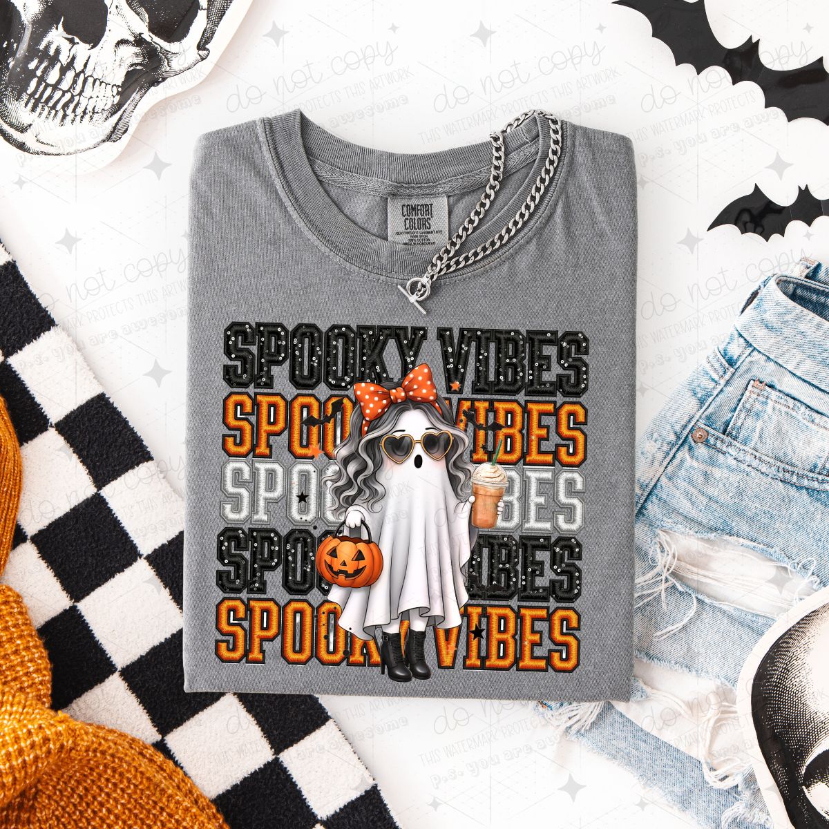 COQUETTE SPOOKY VIBES - FAUX SEQUIN