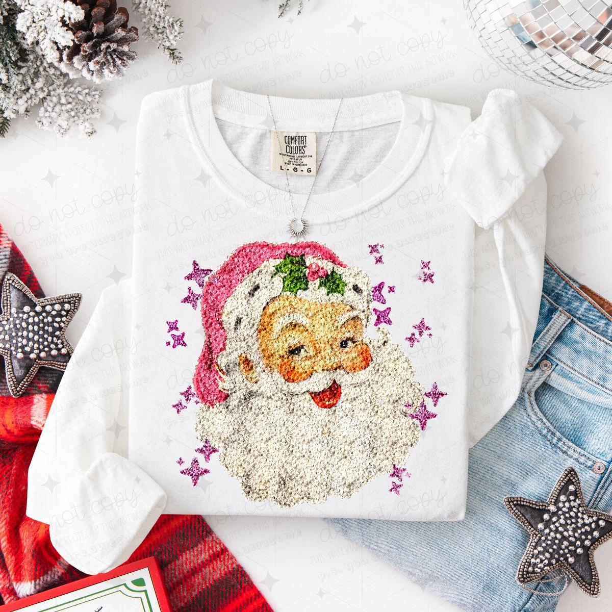 VINTAGE SANTA - FAUX SEQUIN