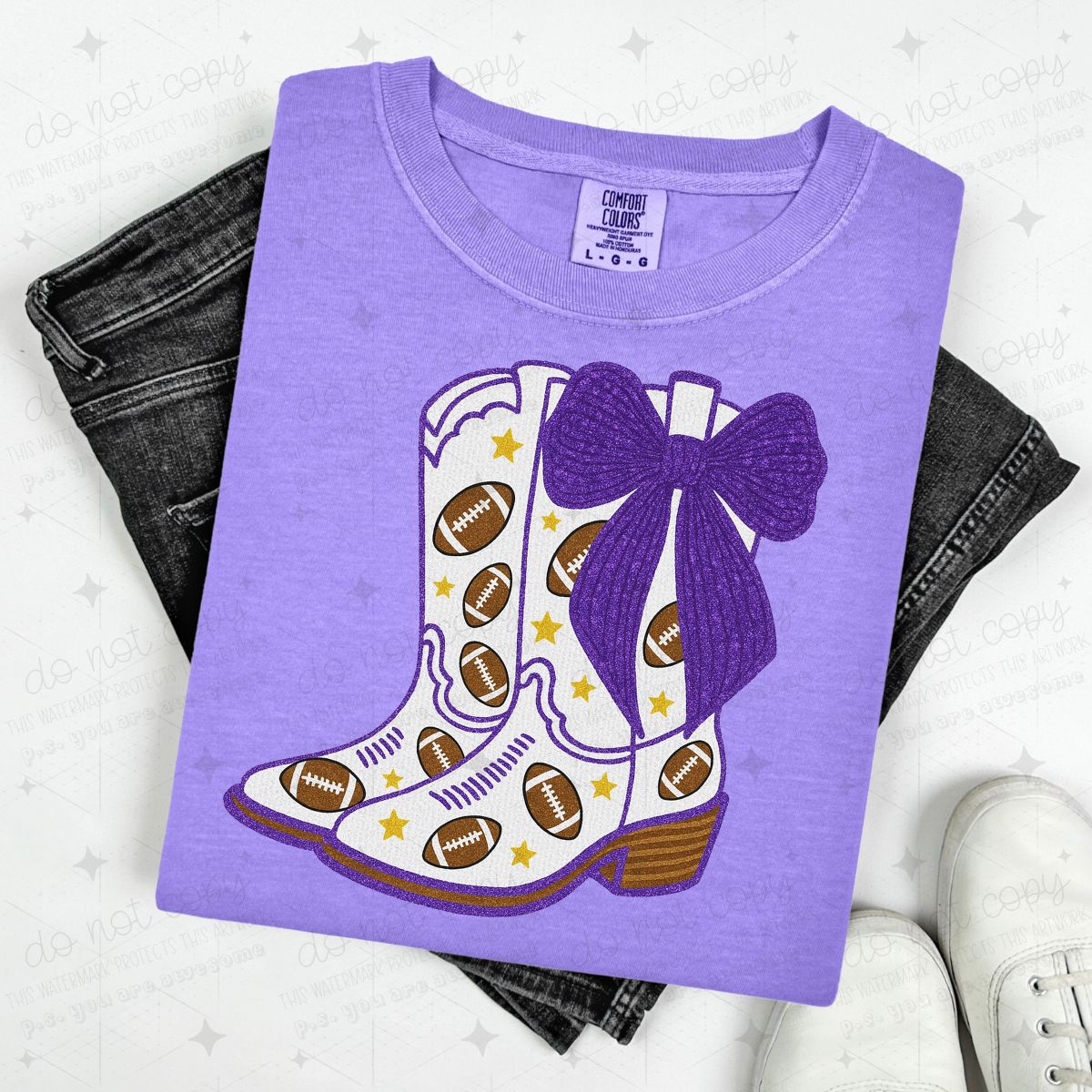 COQUETTE FOOTBALL BOOTS - PURPLE W/FAUX GLITTER
