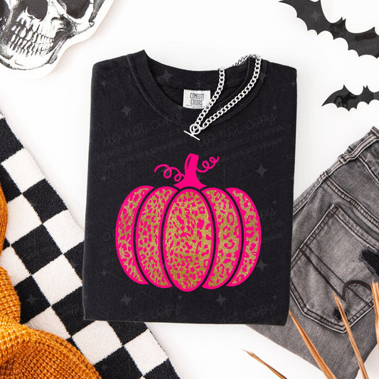 PINK AND GOLD ANIMAL PRINT PUMPKIN