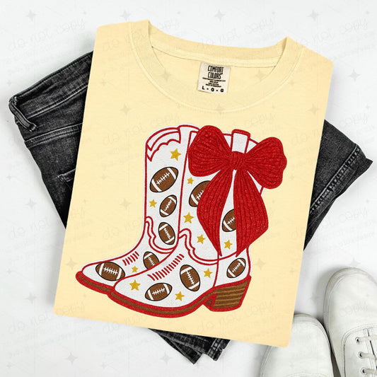 COQUETTE FOOTBALL BOOTS - RED W/FAUX GLITTER