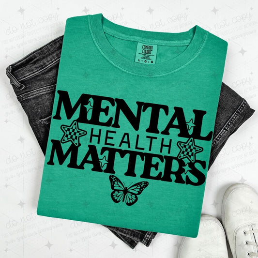 MENTAL HEALTH MATTERS - CHECKERED STARS + BUTTERFLY