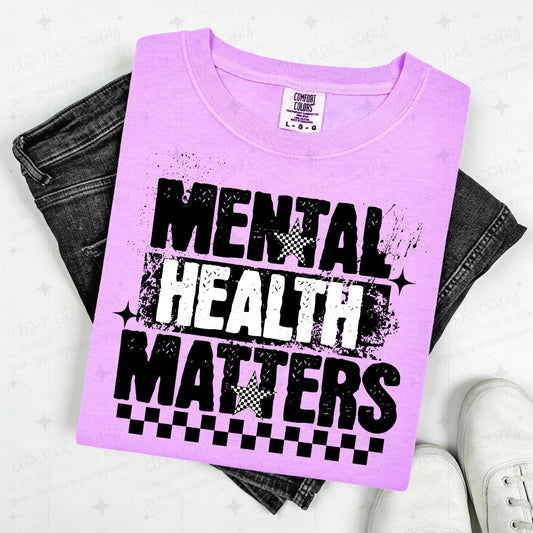 MENTAL HEALTH MATTERS - GRUNGE + CHECKERED STARS