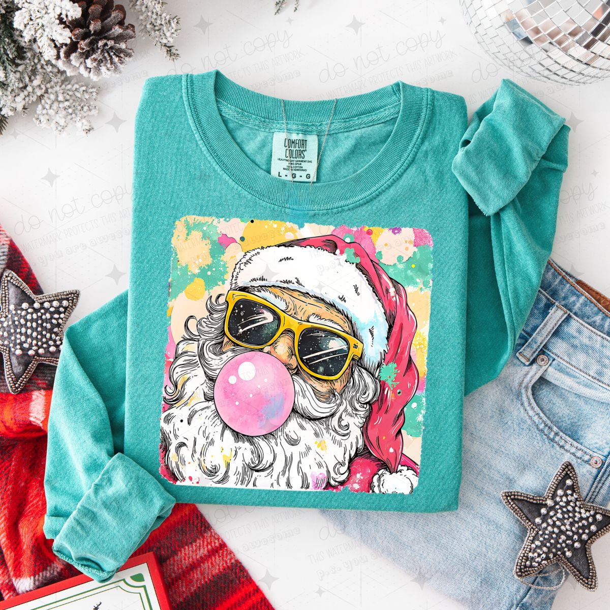 WATERCOLOR BUBBLE GUM SANTA