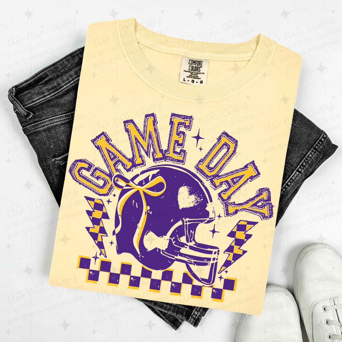 COQUETTE GAME DAY - PURPLE OUTLINE/YELLOW