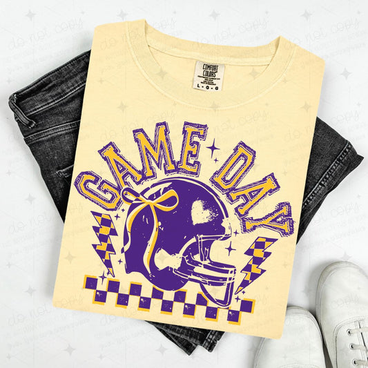 COQUETTE GAME DAY - PURPLE OUTLINE/YELLOW