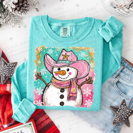 WATERCOLOR WESTERN SNOWMAN