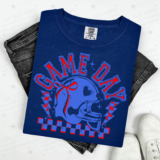 COQUETTE GAME DAY - BLUE OUTLINE/RED
