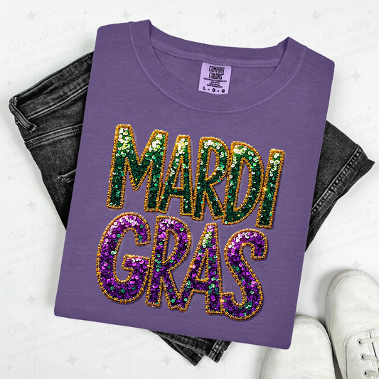 GREEN AND PURPLE MARDI GRAS - FAUX SEQUIN
