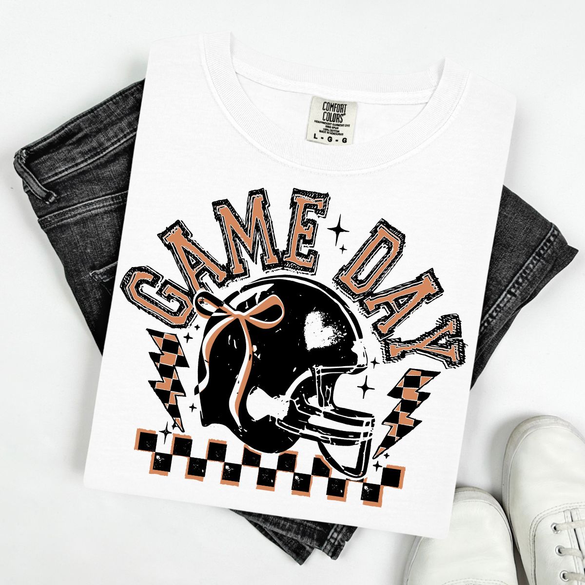 COQUETTE GAME DAY - BLACK OUTLINE/ORANGE