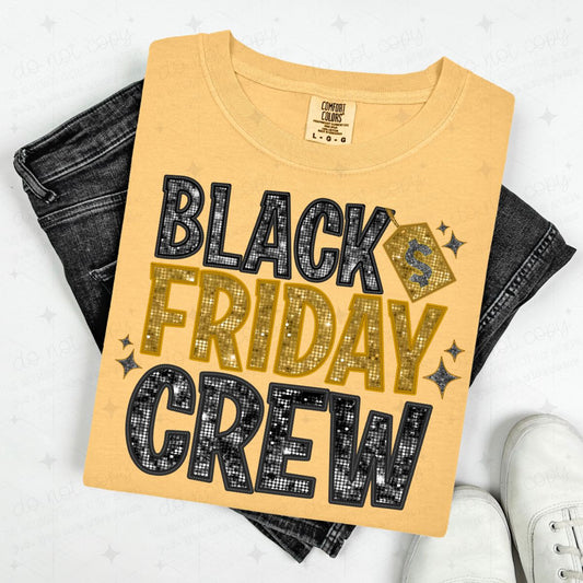 BLACK FRIDAY CREW - FAUX EMBROIDERY/FAUX SEQUIN