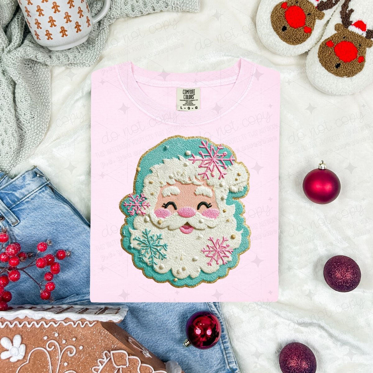MINTY SNOWFLAKE SANTA *FAUX YARN*