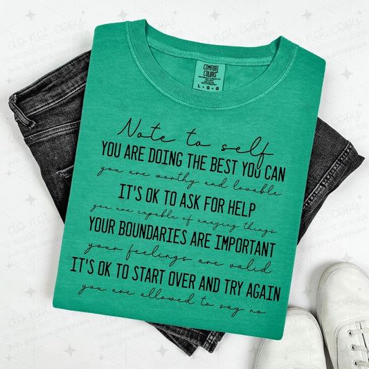 NOTE TO SELF - BLACK STACKED LETTERS
