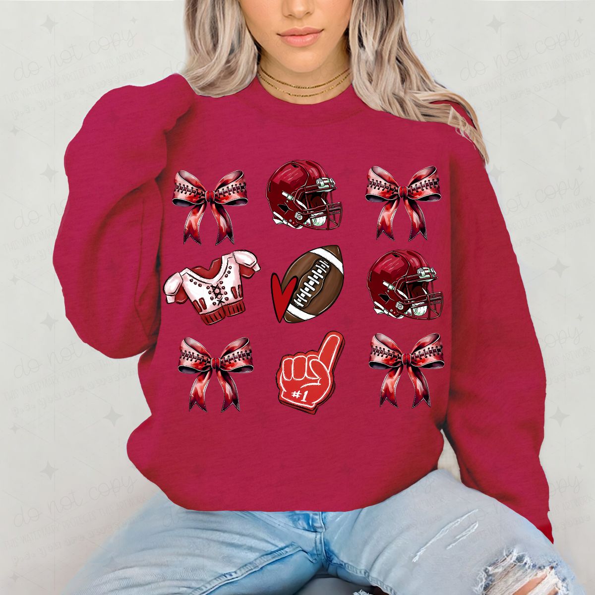 COQUETTE RED FOOTBALL GRID