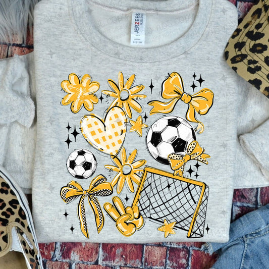 COQUETTE SOCCER GAME DAY DOODLE - YELLOW