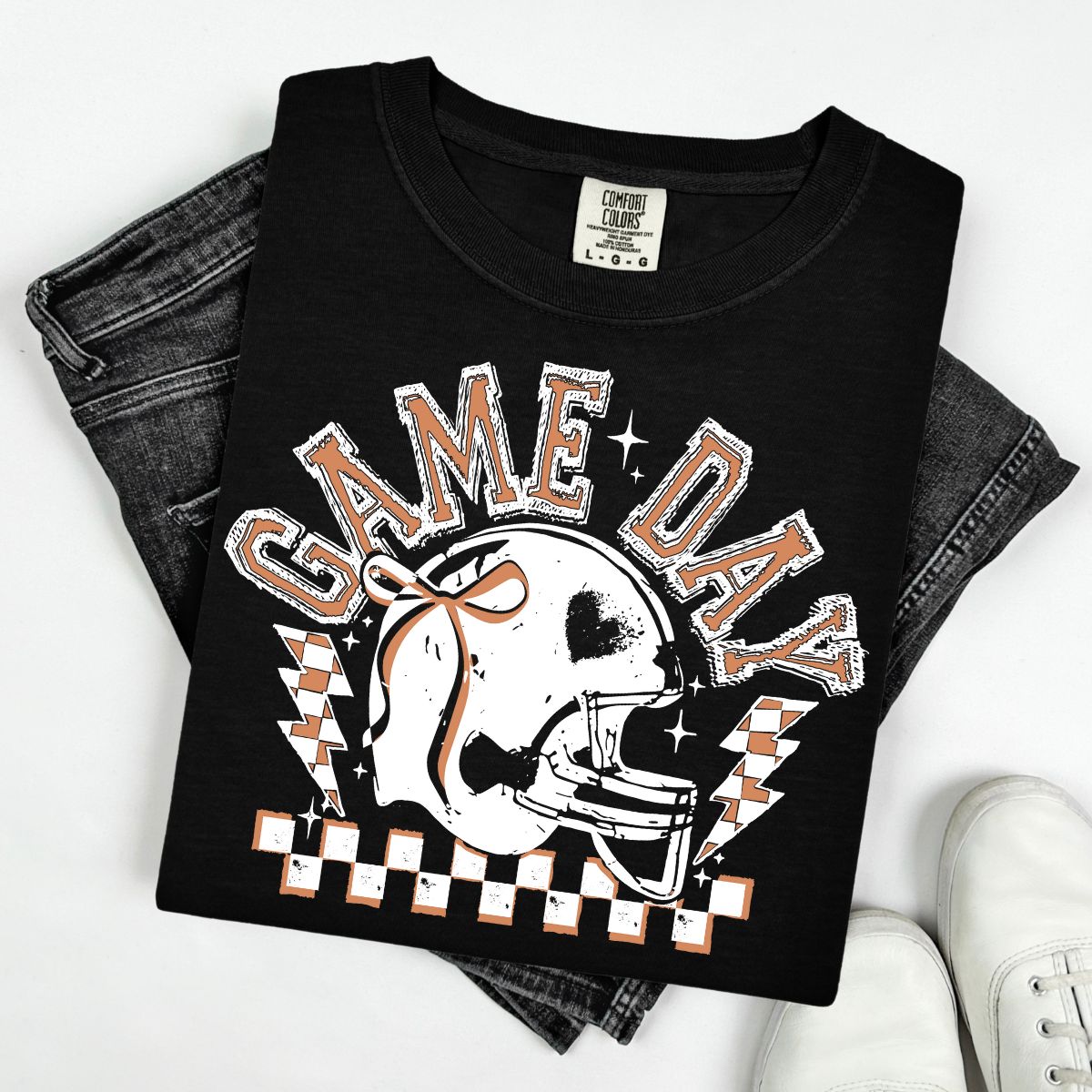 COQUETTE GAME DAY - WHITE OUTLINE/ORANGE