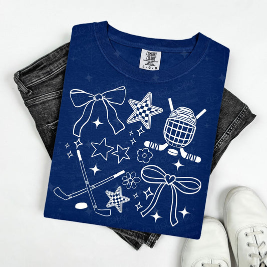 COQUETTE HOCKEY DOODLE - WHITE