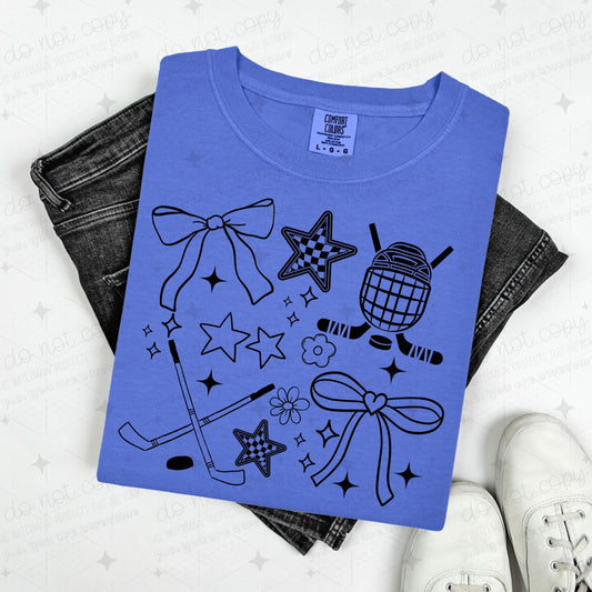 COQUETTE HOCKEY DOODLE - BLACK