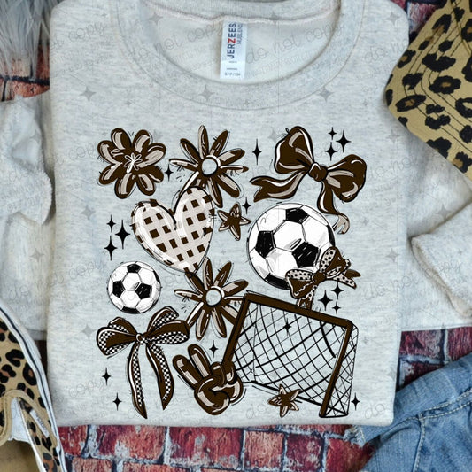 COQUETTE SOCCER GAME DAY DOODLE - BROWN