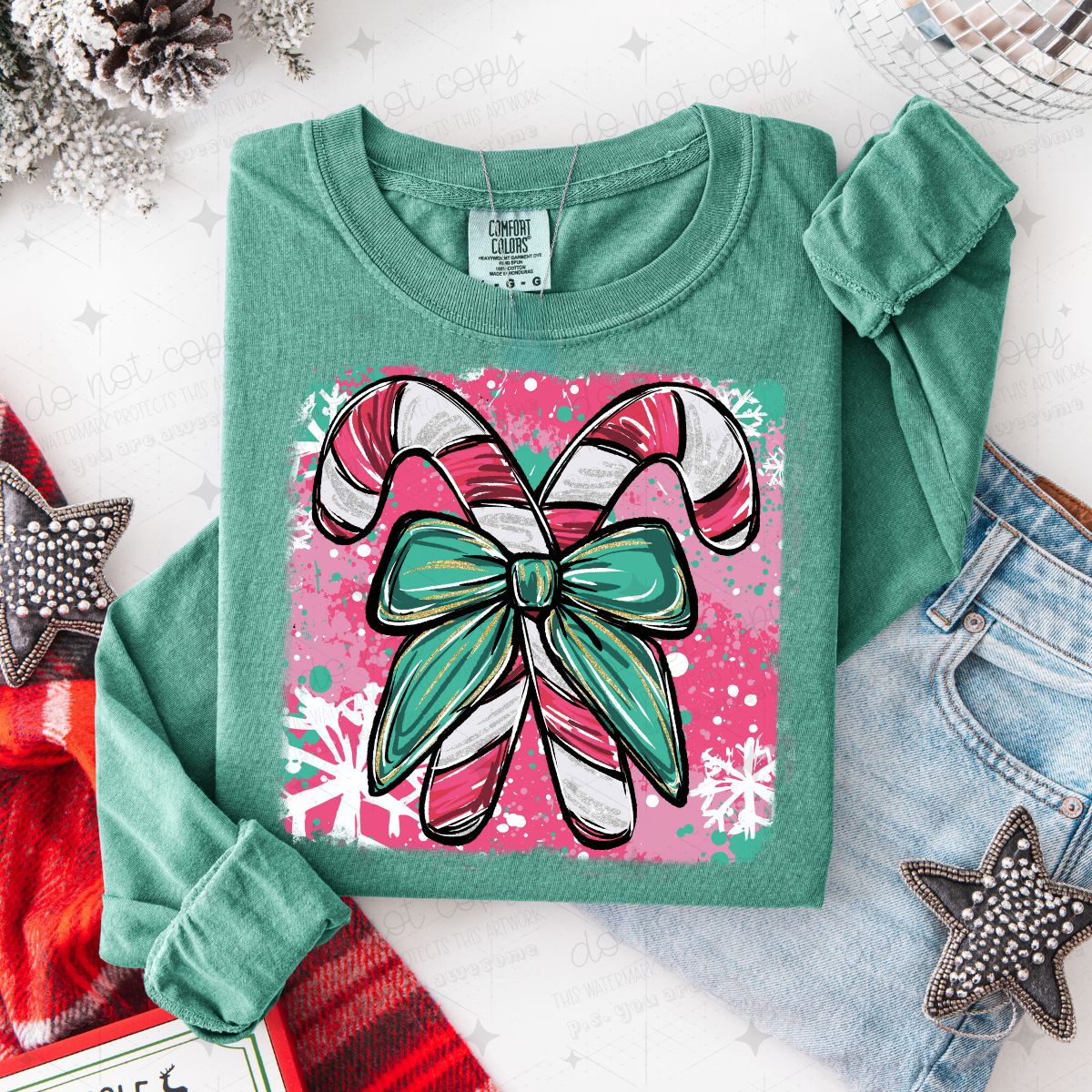 COQUETTE WATERCOLOR CANDY CANES