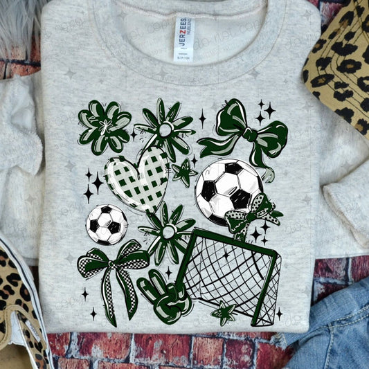COQUETTE SOCCER GAME DAY DOODLE - KELLY GREEN