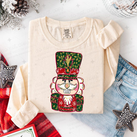 RED AND GREEN NUTCRACKER - FAUX GLITTER