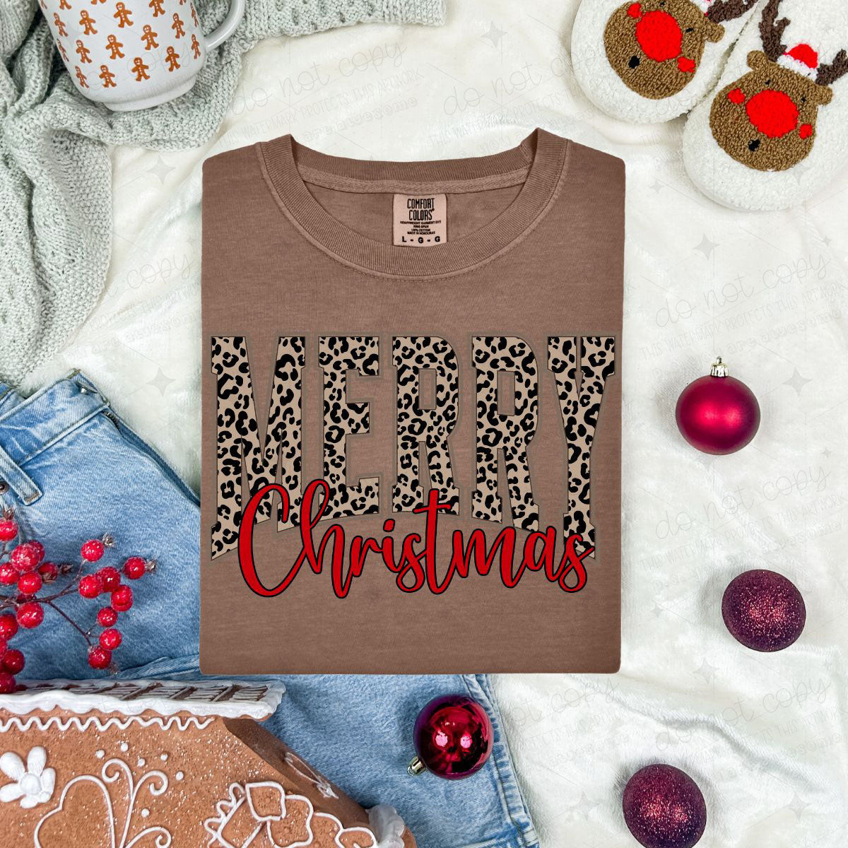 ANIMAL PRINT AND RED MERRY CHRISTMAS