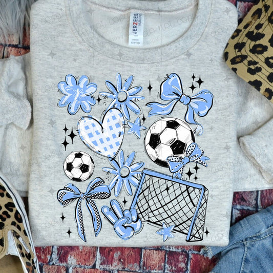 COQUETTE SOCCER GAME DAY DOODLE - COLUMBIA BLUE