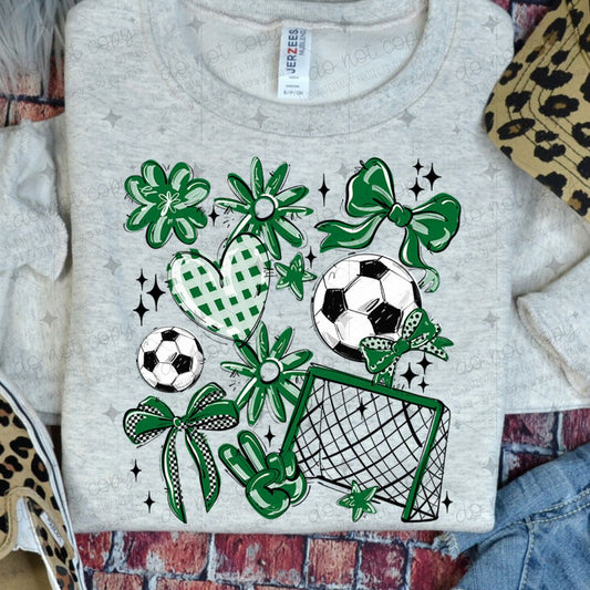 COQUETTE SOCCER GAME DAY DOODLE - KELLY GREEN