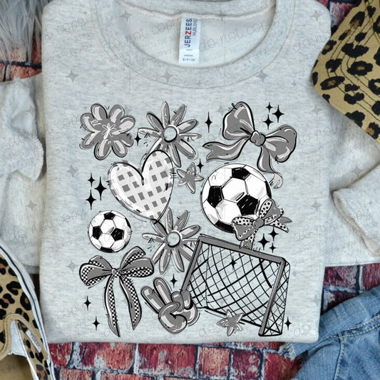 COQUETTE SOCCER GAME DAY DOODLE - GRAY