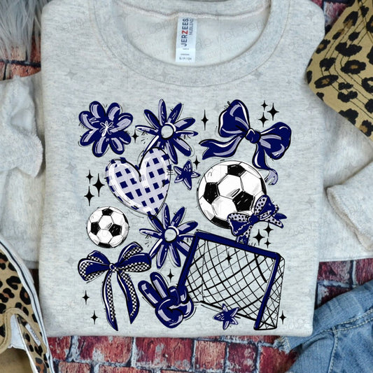 COQUETTE SOCCER GAME DAY DOODLE - NAVY