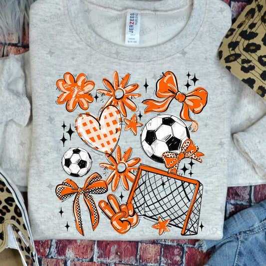 COQUETTE SOCCER GAME DAY DOODLE - ORANGE