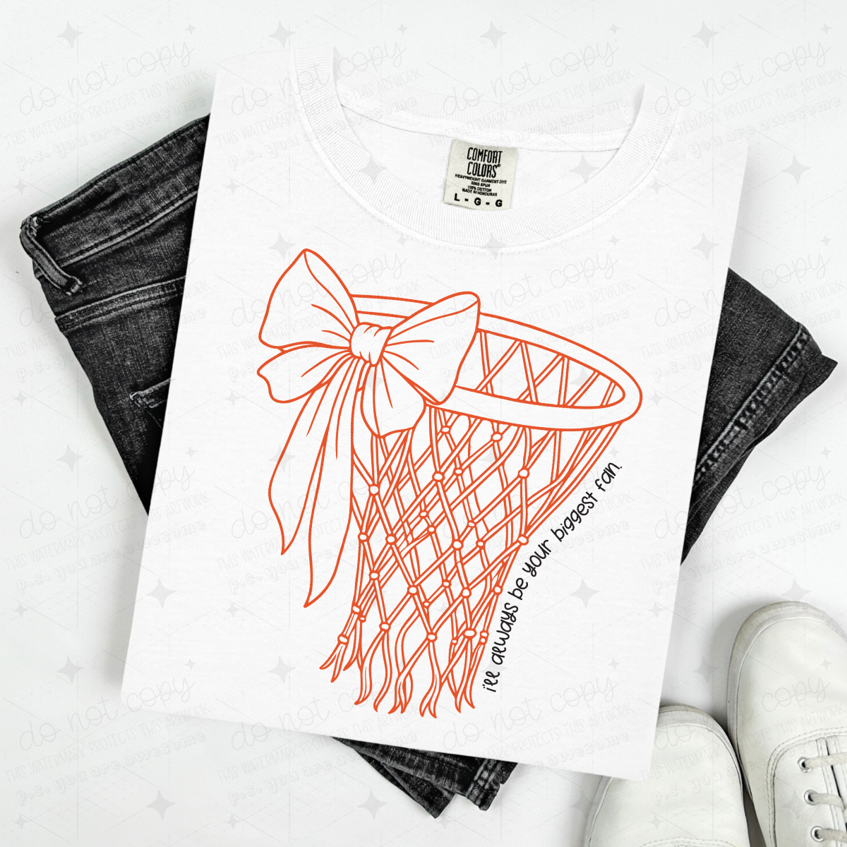 COQUETTE I'LL ALWAYS BE YOUR BIGGEST FAN - BASKETBALL ORANGE WITH BLACK FONT