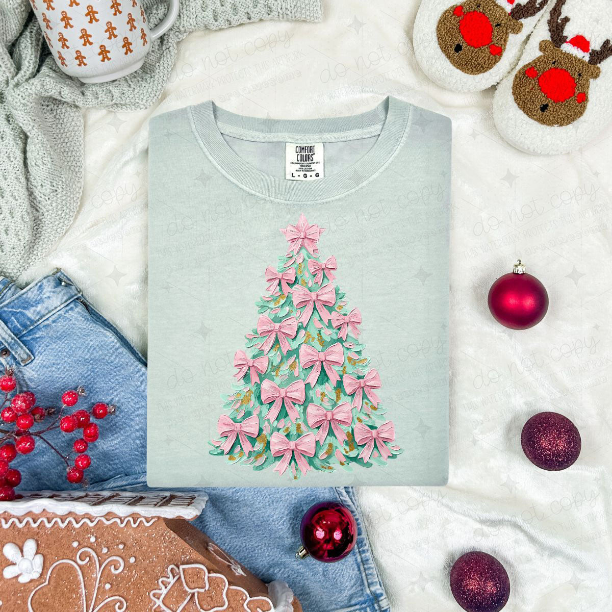 COQUETTE PAINTED TREE WITH PINK BOWS